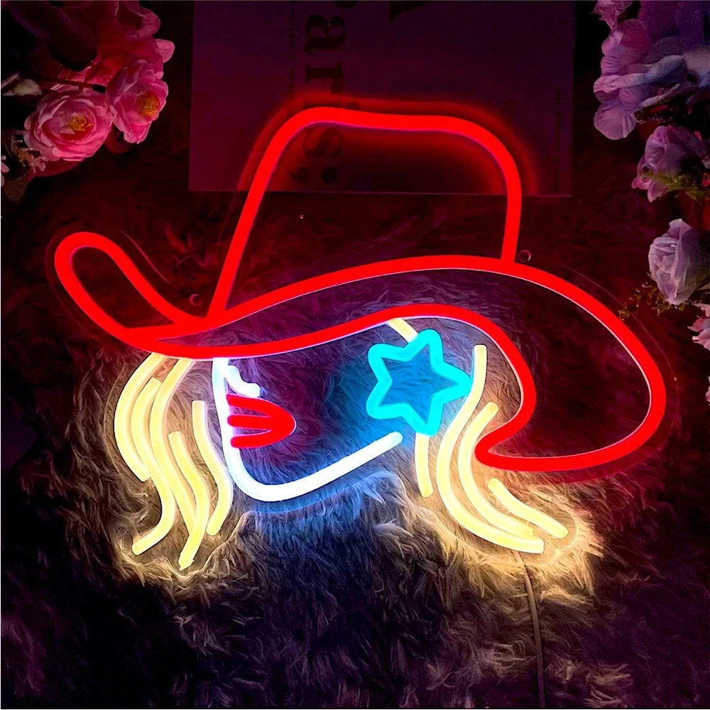 Cowgirl Neon Sign LED Light Party Festival Southern Bedroom Aesthetic Cute Decor
